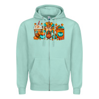 Seafoam Thanksgiving Coffee Cups Zipper Hoodie - FaDigitalArtStudio