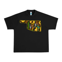Black Western Oklahoma Map Sunflower Pattern Urban Heavy Tee - Bettercallsaul