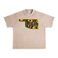 French Oak Western Oklahoma Map Sunflower Pattern Urban Heavy Tee - Bettercallsaul