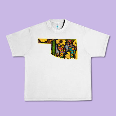 Western Oklahoma Map Sunflower Pattern Urban Heavy Tee Designed By Bettercallsaul