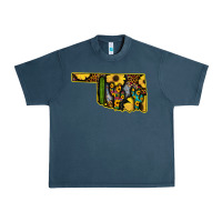 Midnight Navy Western Oklahoma Map Sunflower Pattern Urban Heavy Tee - Bettercallsaul