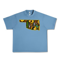 Pebble Blue Western Oklahoma Map Sunflower Pattern Urban Heavy Tee - Bettercallsaul