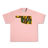 Salmon Western Oklahoma Map Sunflower Pattern Urban Heavy Tee - Bettercallsaul