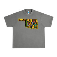 Tornado Western Oklahoma Map Sunflower Pattern Urban Heavy Tee - Bettercallsaul