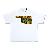 White Western Oklahoma Map Sunflower Pattern Urban Heavy Tee - Bettercallsaul