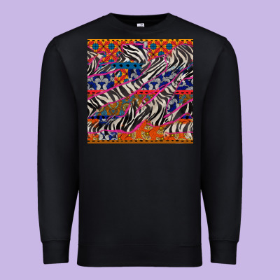 African Ankara Zebra Seamless Pattern Premium Sweatshirt Designed By Bundleandbundleshop