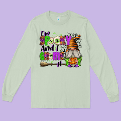 I'm Spooky And I Gnome It Long Sleeve Tee Designed By Texasbilliewilder