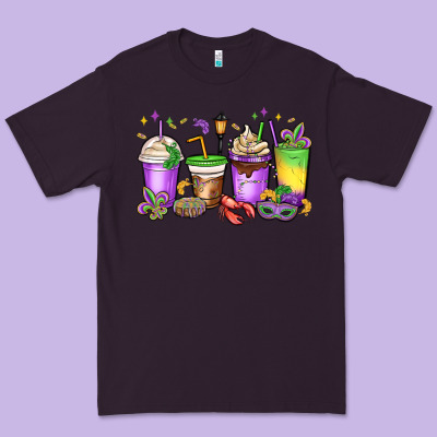 Mardi Gras Coffee Cups Premium Tee Designed By Maliassmallbusiness