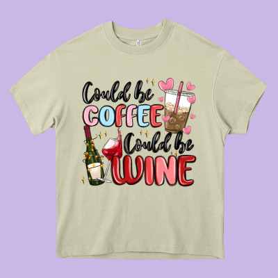 Could Be Coffee Could Be Wine Heavy Core Tee Designed By Maliassmallbusiness
