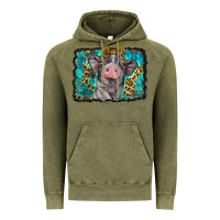 Vintage Olive baby pig with leopard background Vintage Hoodie - BarkalooDesign
