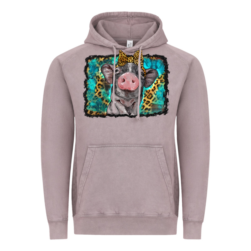 Baby Pig With Leopard Background Vintage Hoodie by BarkalooDesign | Teevron