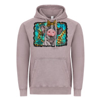 Vintage Zinc baby pig with leopard background Vintage Hoodie - BarkalooDesign