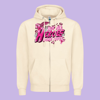 Not All Heroes Wear Capes Cancer Awareness Zipper Hoodie Designed By Fadigitalartstudio