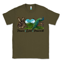 Army Green Peace Love Peacock Classic Tee - LillyAllenDesigns