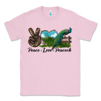 Bubblegum Pink Peace Love Peacock Classic Tee - LillyAllenDesigns