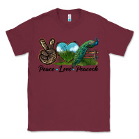Burgundy Peace Love Peacock Classic Tee - LillyAllenDesigns