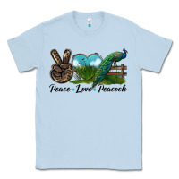 Dusty Blue Peace Love Peacock Classic Tee - LillyAllenDesigns