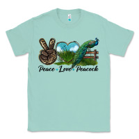 Seafoam Peace Love Peacock Classic Tee - LillyAllenDesigns