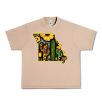Burro Western Missouri Map Sunflower And Cactus Pattern Urban Heavy Tee - Bettercallsaul