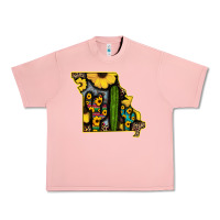 Salmon Western Missouri Map Sunflower And Cactus Pattern Urban Heavy Tee - Bettercallsaul