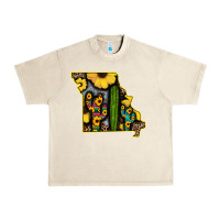 Sandshell Western Missouri Map Sunflower And Cactus Pattern Urban Heavy Tee - Bettercallsaul