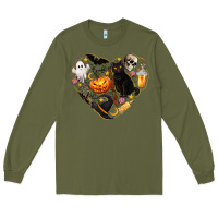 Army Green Halloween Heart Long Sleeve Tee - texasbilliewilder