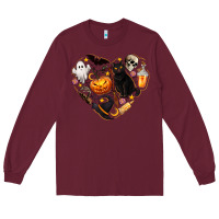 Burgundy Halloween Heart Long Sleeve Tee - texasbilliewilder