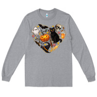 Heather Grey Halloween Heart Long Sleeve Tee - texasbilliewilder