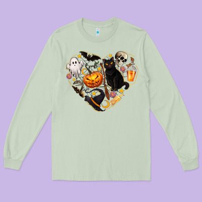 Halloween Heart Long Sleeve Tee Designed By Texasbilliewilder