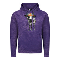 Cloud Purple holstein cow floral wreath Vintage Hoodie - BarkalooDesign