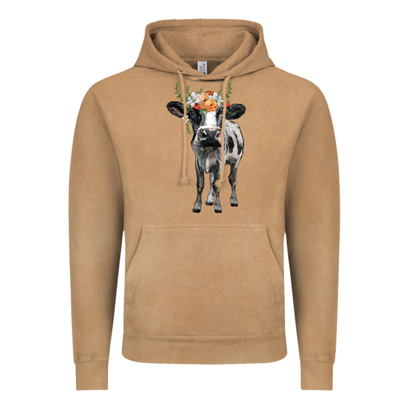 Holstein Cow Floral Wreath Vintage Hoodie by BarkalooDesign | Teevron
