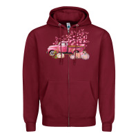 Burgundy Breast Cancer truck Zipper Hoodie - FaDigitalArtStudio
