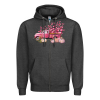 Charcoal Heather Breast Cancer truck Zipper Hoodie - FaDigitalArtStudio