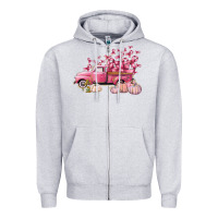Heather Grey Breast Cancer truck Zipper Hoodie - FaDigitalArtStudio
