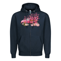 Navy Breast Cancer truck Zipper Hoodie - FaDigitalArtStudio