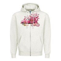 Oatmeal Heather Breast Cancer truck Zipper Hoodie - FaDigitalArtStudio