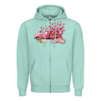 Seafoam Breast Cancer truck Zipper Hoodie - FaDigitalArtStudio