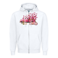 White Breast Cancer truck Zipper Hoodie - FaDigitalArtStudio