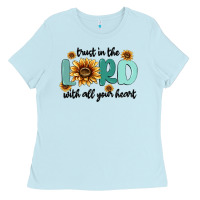 Baby Blue trust in the lord with all your heart Ladies Tee - MaliasSmallBusiness