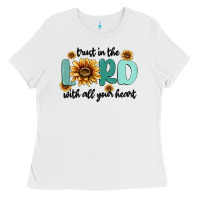 White trust in the lord with all your heart Ladies Tee - MaliasSmallBusiness