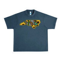 Midnight Navy Western North Carolina Map Sunflower Urban Heavy Tee - Bettercallsaul