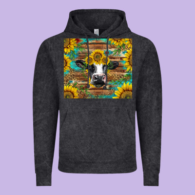 Holstein Cow With Sunflowers Vintage Hoodie Designed By Barkaloodesign