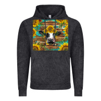 Vintage Black holstein cow with sunflowers Vintage Hoodie - BarkalooDesign