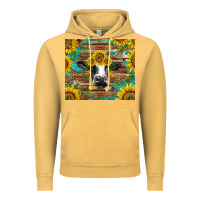 Vintage Mustard holstein cow with sunflowers Vintage Hoodie - BarkalooDesign