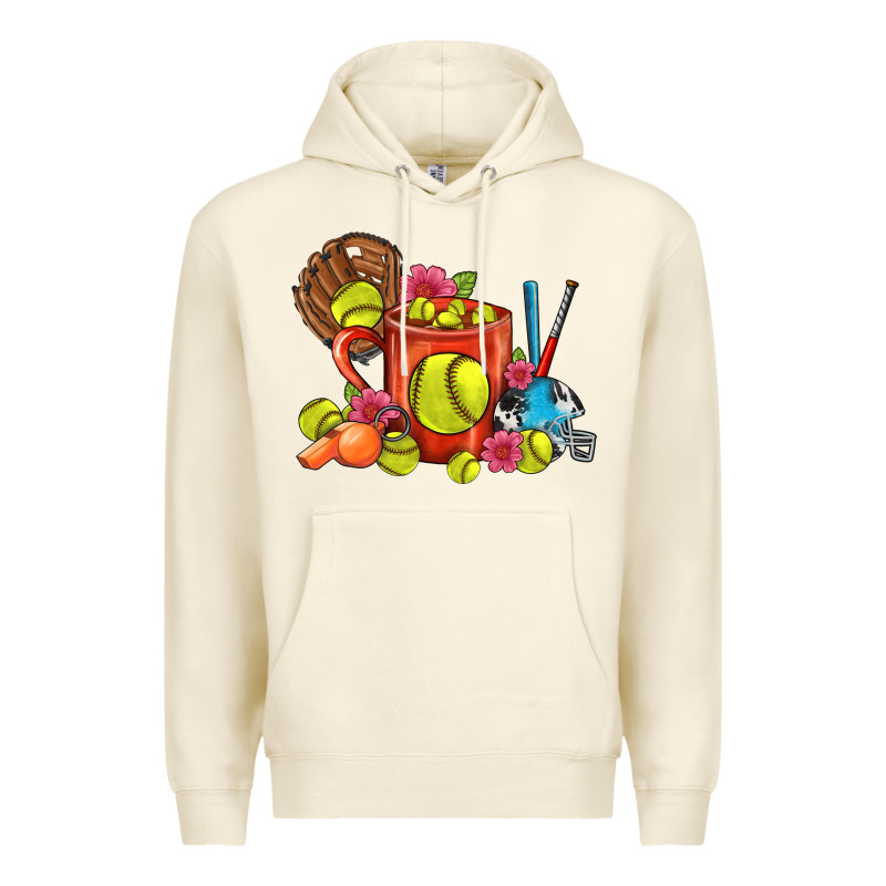 Softball Coffee Mug Premium Hoodie by FaDigitalArtStudio | Teevron