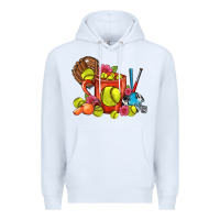 White Softball Coffee Mug Premium Hoodie - FaDigitalArtStudio
