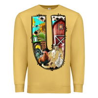Antique Gold farm life alphabet lowercase letters u Premium Sweatshirt - BundleAndBundleShop
