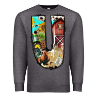 Charcoal Heather farm life alphabet lowercase letters u Premium Sweatshirt - BundleAndBundleShop