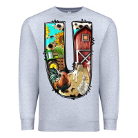 Heather Grey farm life alphabet lowercase letters u Premium Sweatshirt - BundleAndBundleShop