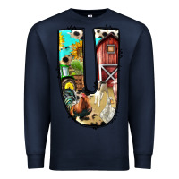 Navy farm life alphabet lowercase letters u Premium Sweatshirt - BundleAndBundleShop